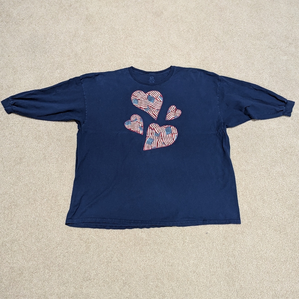 Fruit Of The Loom Women's 4X Americana Heart T Shirt